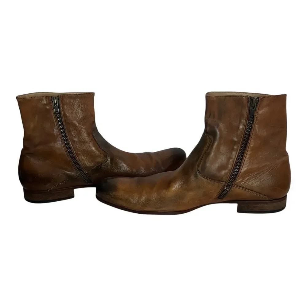 To Boot New York The Warhol Brown Leather Ankle Boots Size 12